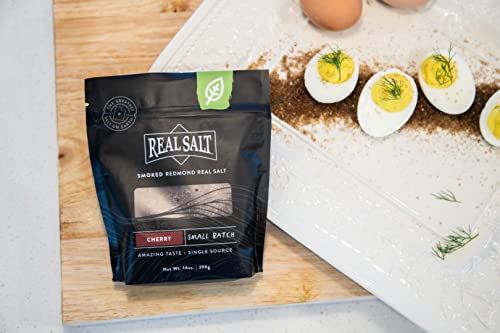 REDMOND Real Salt Kirsche Räuchersalz, 369g Beutel - 30 Stunden lang geräuchertes Real Salt mit Kräutern, natürlich, ohne Zusatzstoffe