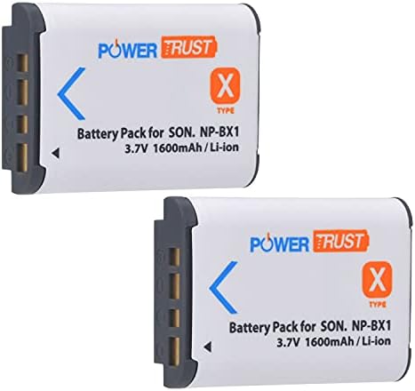 PowerTrust 2x NP-BX1 Batteries with NP BX1 Battery Charger for Sony ZV-1, ZV-1F, RX100 IV, RX100 V, RX100ii, RX100VII, HX60, AS50, X3000, HX400V, RX1, AS100V, WX350, HX50