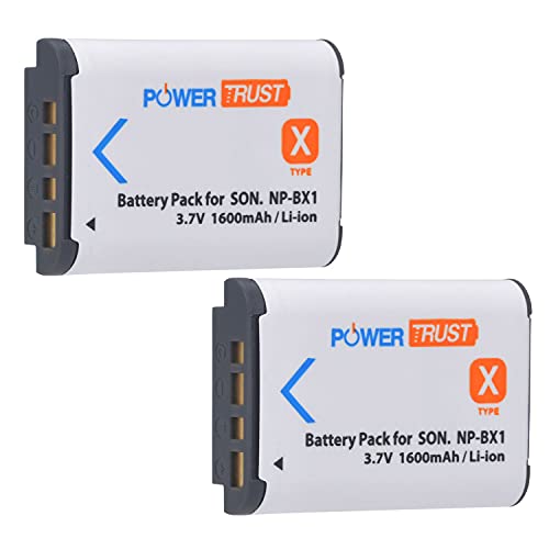 PowerTrust 2Pcs NP-BX1 Akku und Ladegerät für Sony ZV-1, ZV-1F, DSC-RX100 VII, DSC-WX700, DSC-HX95, DSC-HX99, DSC-RX100 VA, DSC-RX1R II, DSC HX350 HX80 RX100V