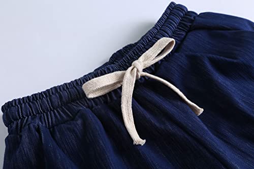 How'on Women's Elastic Waist Casual Comfy Cotton Beach Shorts With Drawstring Denim Blue Xl #TOP1