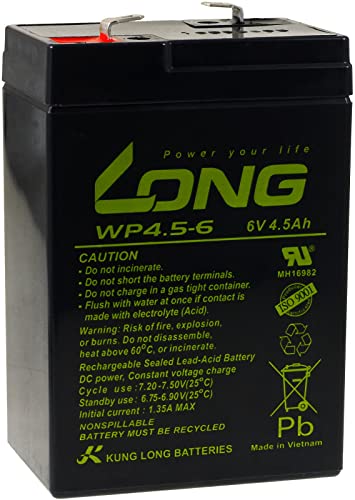 KungLong Batterie de rechange pour Peg Perego Feber Injusa Smoby 6 V 4,5 Ah 6 V