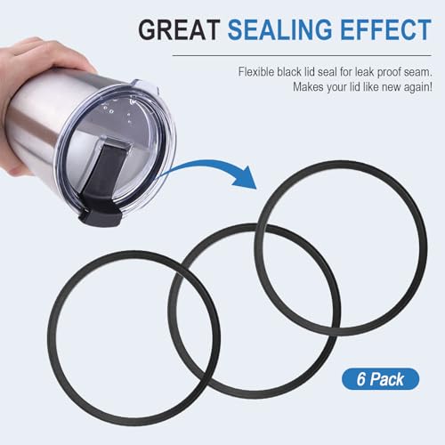 Replacement Gaskets for Yeti Stainless Steel Insulated Tumbler Mugs, 20 oz Tumbler Lid Seals Fit for Yeti Cup Lid, Silicone Tumbler Lid Gaskets O-Ring Replacement for Rambler - 6 Pack by ERETOW - Image 4