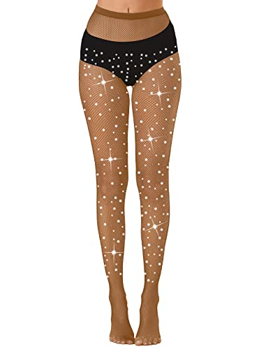 LEMON GIRL 1 PC 2 PCS Women Sexy High Waist Fishnet Tights Sparkle Rhinestone Mesh Stockings Fit 80-140lb