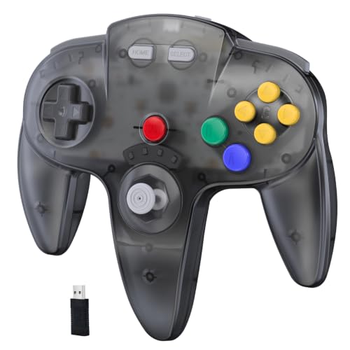 Image of KIWITATA 2.4GHZ Wireless N64 USB Controller Remote Joystick for Switch /Switch 2 Online Games & Windows PC & MAC Clear Gray