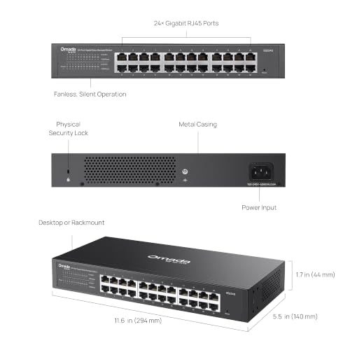 Image of TP-Link Omada 24 Port Gigabit Easy Managed, Switch, VLAN, Auto Loop Prevention, IGMP Snooping, Fanless, Managed by Omada, Durable Metal w / Shielded Ports(ES224G)