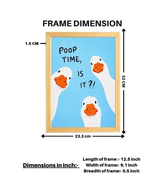 Image of Mira Mest Framed Bathroom Wall Decor | Funny Quotes & Cute Animal Art Prints | Quirky Toilet Signs & Guest Bath Decorations | Minimalist Black & White Washroom Signs | Ready to Hang Toilet Humor for Home & Powder Room (Poop Time)