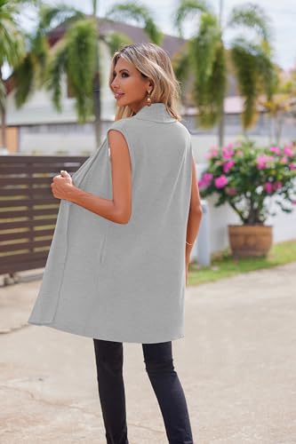 Image of Beyove Womens Long Vests Sleeveless Draped Lightweight Open Front Cardigan Layering Vest with Side Pockets
