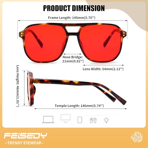 Image of FEISEDY Amber Blue Light Glasses for Computer Gaming Orange /Yellow lens Anti Eyestrain Sleep Glasses G2835
