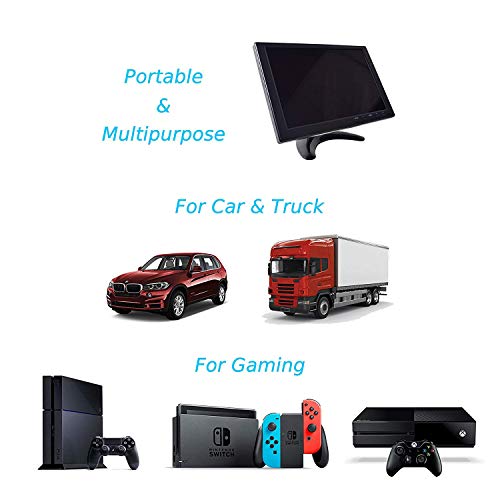 Cocar 10.1 Inch Gaming Monitor Hd Tft 1280X800 Ips Led Screen For Nes Snes Ps3 Ps4 Xbox Pc Nintendo Switch Car Backup System Dc 12V Mp5 Media Player Built-In Speaker Hdmi Vga Av Usb Video Input #TOP5