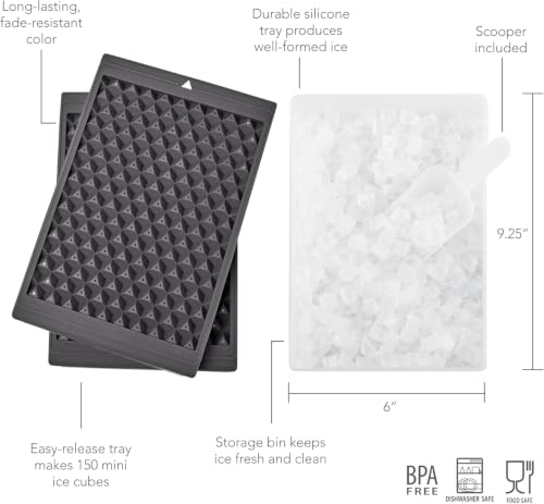 Image of Tovolo Mini Ice Cube Tray Set with Twist and Release Mini Nugget Ice Cube Trays, BPA Free Silicone Mini Ice Tray with Storage Bin and Mini Scoop, Stackable Dishwasher Safe Mini Ice Cube Trays