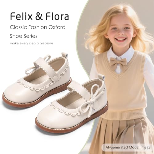 Image of Felix & Flora Toddler Girl Mary Jane Dress Shoes - School Oxford Flats for Girl Party Shoes.