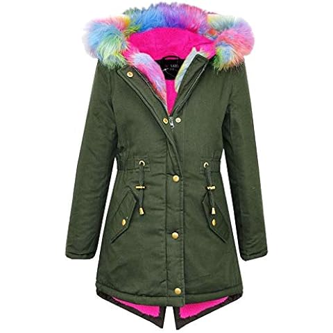 Rainbow Fur Hooded Jacket for Girls Cover