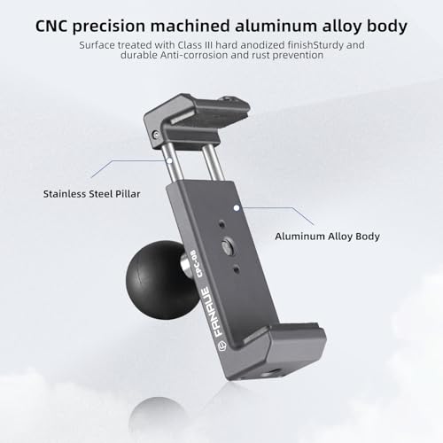 FANAUE Aluminum Phone Holder with 1" Ball Head Adapter Compatible with RAM mounts B Size Double Socket arm (CPC-08)