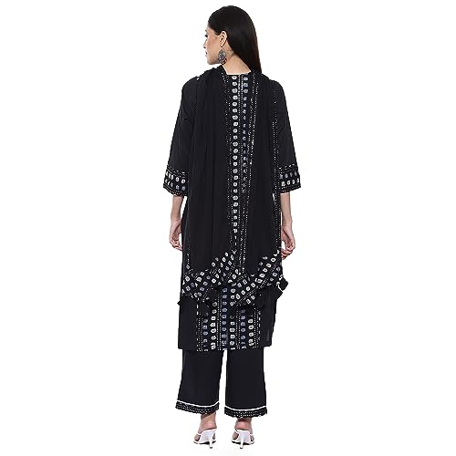 Image of BIBA Women Cotton Straight Kurta Palazzo Suit Set