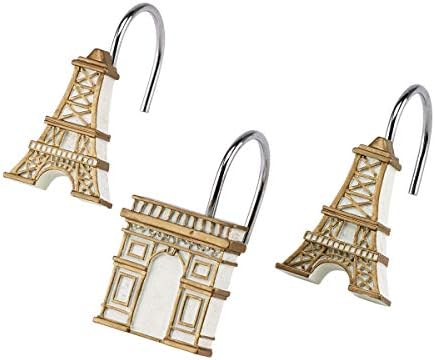 Avanti Linens - Shower Curtain Hooks, Chic Bathroom Accessories, Set of 12 (Paris Botanique Collection)