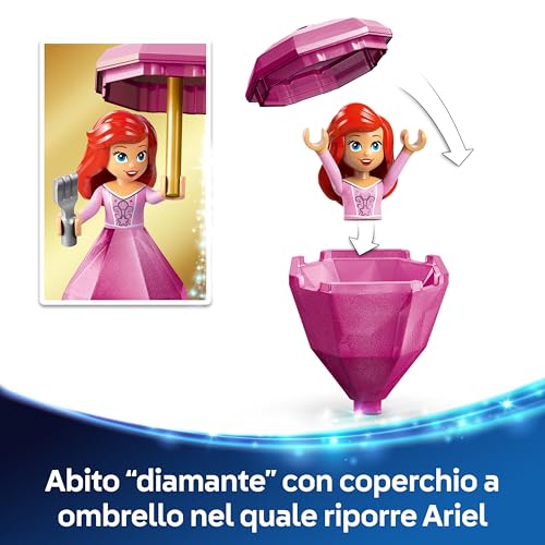 | Disney Princess Ariel Ballerina - Trottola Giocattolo con Mini Bambolina, Figura di Flounder e Accessori come un Diamante e una Chiave - Idea Regalo per Bambine da 5 Anni in su - 43259 - Lego - Immagine 2