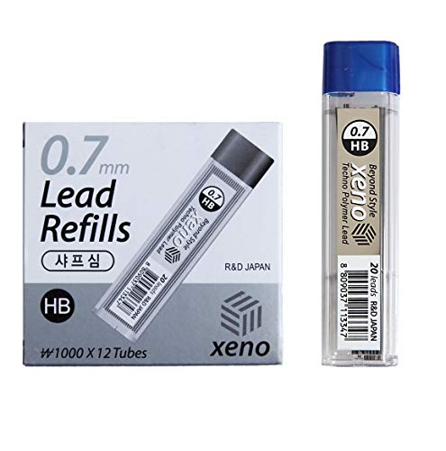 Mines HB 0.7mm pour porte-mines Xeno Lot de 12 recharges pour dessin