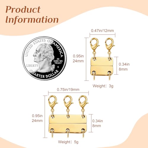 Df Dualferv XLK001 Necklace Layering Clasps, 2 Pcs Necklace Clasps And Closures For Women, 18K Gold Non-Fading Necklace Separator For Layering, Multi Strands Stackable Multiple Necklace Clasp thumb #1