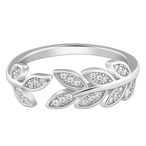 GIVA 925 Silver Anushka Sharma Zircon Leaf Ring, Adjustable | Gif...