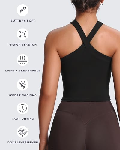Aoxjox Women's Workout Cross-Neck Sport Bras Fitness Elanor Bra Yoga Crop Tank4