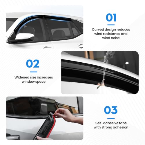 Image of Terrain Rain Guards - Window Visors for GMC Terrain 2018-2024, Out-Channel Side Window Rain Guards for Terrain Accessories, 4PCS, Black, Car Accessories