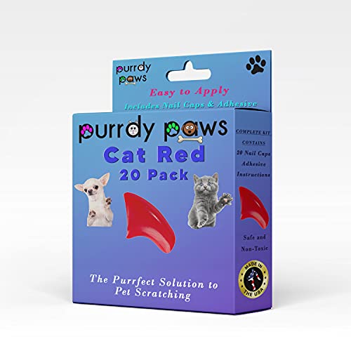Purrdy Paws Soft Nail Caps for Cat Claws RED Medium