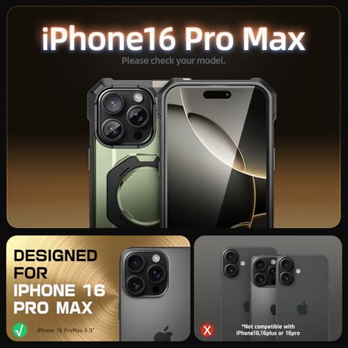 Coque iPhone 16 Pro Max antichoc MagSafe verte rigide avec béquille - 2