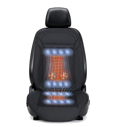 VLFLG Winter Use 3-in-1 Cooling Car Seat Cover with Massager & Climate Control, Ventilated Seat with 16 Fans, 12V Driver Seat Cooler for Car SUV Truck (Warm&Cooling&Massage-3)