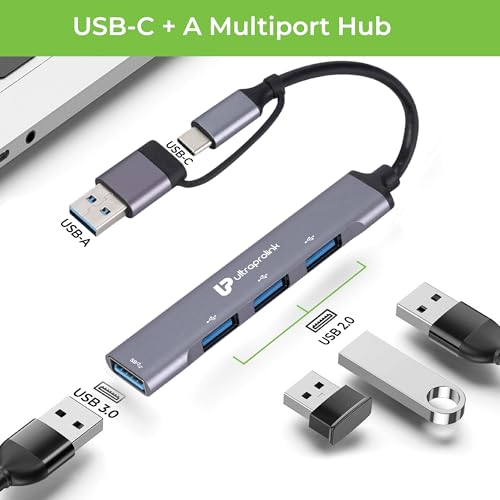 Image of ULTRAPROLINK UltraProlink 4C USB Type C+A to USB 3.0 x 1, USB 2.0 x 3 Ports Hub for Smartphones, Tablets, Laptops, MacBook & iPad Pro