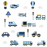 Adesivo de Parede Carrinhos para Quarto de Menino Cobre 1,3m²