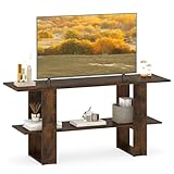 Tangkula 2-Tier TV Stand for TVs up to 55 Inch, Entertainment Center with Open Shelf, Wooden TV Media Console Table with Storage for Living Room, Bedroom, Entryway (Rustic Brown, 48' L)