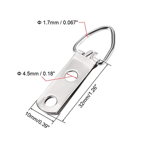 Image of uxcell D Ring Picture Hangers, 47mm x 15mm Silver Tone Assortment Kit for Photo Hanging Solutions, 100 Pcs