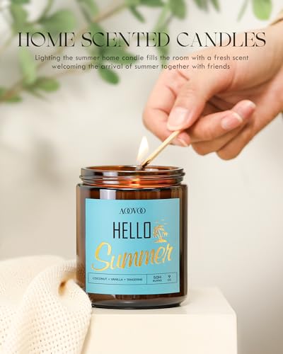 Image of AOOVOO Hello Summer Candles - 9 oz Scented Candles, Aromatherapy Candle, Soy Candle for Home Scented