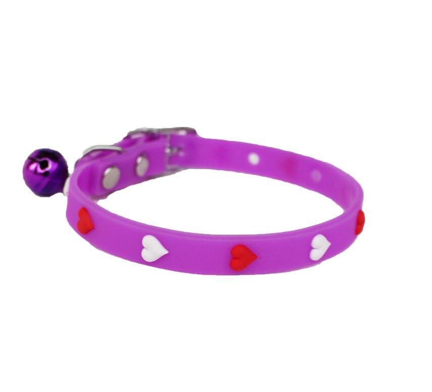 THE DDS STORE Adjustable Multiple Colors Heart Style Pet Dog Rubber Silicone Cat Collar with Bell Puppy Collar Training Collar (PURPPLE) (B08WQ1KQVR) Amazon Price History, Amazon Price Tracker