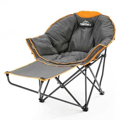 OUTDOOR LIVING SUNTIME Oversized Padded Comfy Camping Chair with Removable Footrest，Weight...