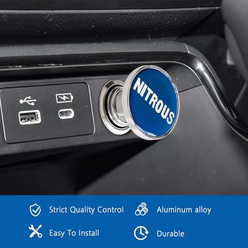 Image of NITROUS Button Car Cigarette Lighter Plug, Car Cigarette Lighter Replacement, Aluminum Alloy Push Button Lighter Plug, Standard 12V Fast Heating Power Socket for Auto