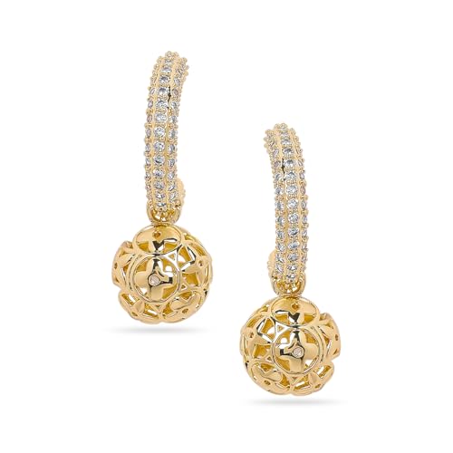 Image of Rubans Hoop Drop Earrings Gold Plated Stylish Trendy Jewellery Gift for Women & Girls
