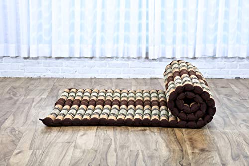 Leewadee Rollable Floor Mat L – Comfortable And Rollable Thai Mattress, Soft Massage Mat Filled With Eco-Friendly Kapok, Perfect To Use As A Sleeping Mat 75 X 39 Inches, Brown #TOP5
