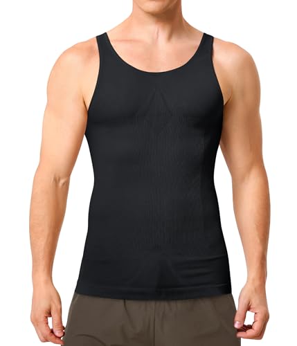 Bafully Herren Kompressionsshirt Body Shaper Schwarz XL/XXL