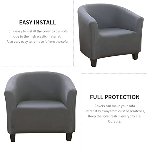 Searchi Club Chair Slipcover Stretch Barrel Chair Covers Solid Color Tub Chair Slipcovers Spandex Armchair Sofa Cover Removable Couch Furniture Protector Arm Chair Cover For Living Room (Pure Grey) #TOP1