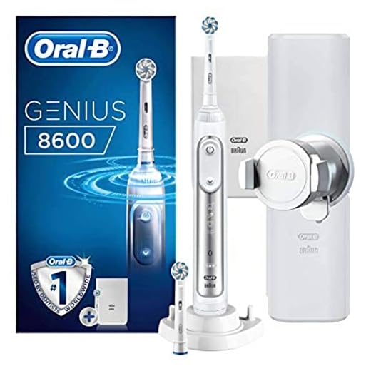 Oral-B Genius 8600 Eltandborste Laddningsbar Powered by Braun, 1 Silver Anslutet Handtag, 5 Borstlägen Inklusive Vitgörande, Mjuk Och Tandköttsvård, 2 Borsthuvuden, 1 Smart Resefodral, 1 Laddarpåse