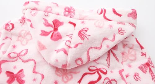 Image of Kid Fleece Hooded Robes Girls Bathrobes Boys Soft Plush Sleepwear Toddler Fuzzy Pajamas