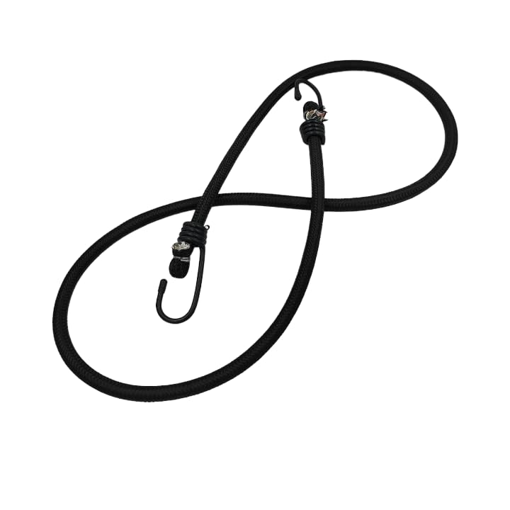 pgxpitstop 1 meter (pack of 1) high strength elastic flat bungee/shock cord luggage tying rope with hooks (black)
