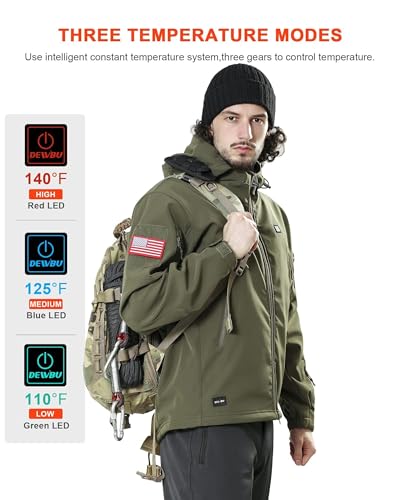 Image of DEWBU Heated Jacket for Men with 12V Battery Pack Winter Outdoor Soft Shell Electric Heating Coat