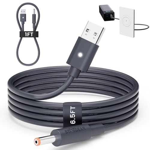STARGEAR Starlink Router Mini Cable 2 Pack (1FT 6.5FT) USB A to DC Power Cable Compatible with Mini Router, Plug and Play QC 3.0 9V Compatible Replacement for Starlink Internet Kit​