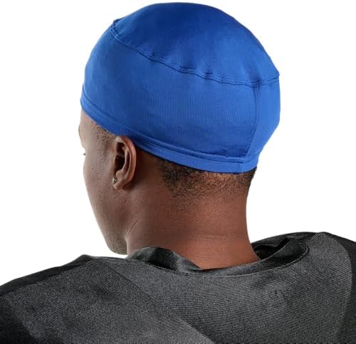 Under Armour Unisex Football Skull & Wave Cap, Cooling Helmet & Hair Cap with 4-Way Stretch & Elastic Fabric, OSFA, Royal/Black - 3