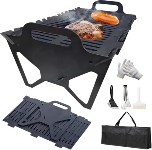 Slot Grill Collapsible BBQ Grill, Steel, Portable, Large