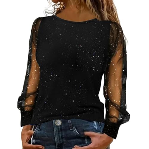 Camisetas festivas para mujer con purpurina y elegantes blusas de manga larga 2