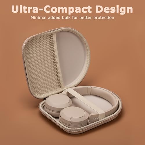 Image of Ginsco Case Compatible with JBL Tune 510BT /520BT /500BT /Junior 320, with Sony WH-CH520 /510, Ultra-Slim Hard Shell Headphone Case for On Ear Headphones (Beige)