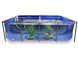 PVC Canvas Fish Pond with Steel Frame,Foldable Water Storage Tank,Aquarium Pool Pond with Transparent Viewing Panel and Drain Valve Used for Display Koi, Goldfish(500 Gallons